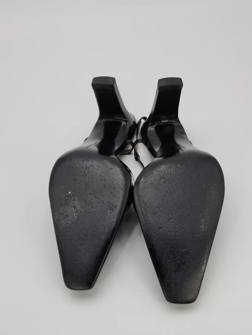 Vintage Salvatore Ferragamo Black Patent Leather Slingback Pumps Square Toe 9 C
